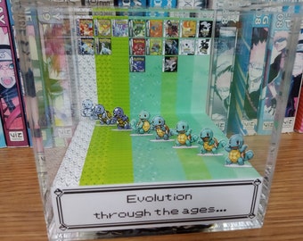 Generation Squirtle, Squirtle 3D Diorama Cube, Squirtle Handmade Crystal Diorama Cube, Squirtle Unique Gift for Gamers