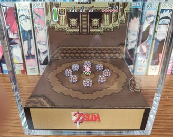 Legend of Zelda Diorama - A Link to the Past (Bunny Link), Zelda 3D Diorama Cube, Handmade Crystal Diorama Cube, Unique Gift for Gamers