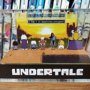 Undertale Diorama - Sunset Together (Undertale Ending) LAR, Undertale 3D Diorama Cube, Handmade Crystal Diorama Cube, Unique Gift for Gamers