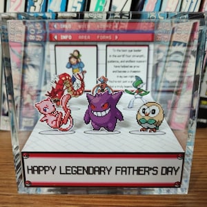 Boîte Pokemon personnalisable joyeuse fête des pères, joyeuse fête des pères Pokemon, diorama 3D fête des pères, diorama cadeau papa, cadeau unique pour papa