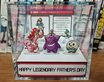 CUSTOMIZABLE Happy Father's Day Pokemon Box, Pokemon Happy Father's Day, Fathers Day 3D Diorama, Dad Gift Diorama, Unique Gift for Dad