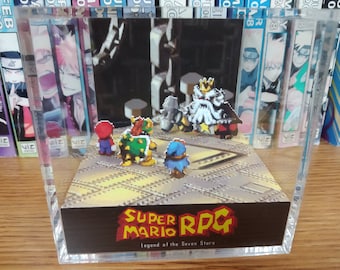 Mario Diorama - Super Mario RPG (Smithy), Mario 3D Diorama Cube, Handmade Crystal Diorama Cube, Unique Gift for Gamers