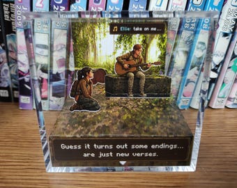 Ellie Take On Me Diorama The Last of Us Part II, Pixel Art 3D Gaming Gift, Guitar Scene Display, TLOU2 Fan Keepsake, Ellie and Dina
