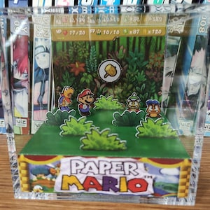 Mario Diorama - Paper Mario, Mario 3D Diorama Cube, Handmade Crystal Diorama Cube, Unique Gift for Gamers