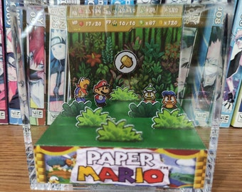 Mario Diorama - Paper Mario, Mario 3D Diorama Cube, Handmade Crystal Diorama Cube, Unique Gift for Gamers
