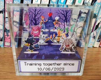CUSTOMIZABLE Pokemon Haunted House Fall Anniversary/Valentine's Box, Pokemon Couple's Anniversary, Pokemon Anniversary Diorama, Couples Gift