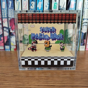 Mario Diorama Super Mario Bros 3 Super Mario Bros 3 Title, Mario 3D Diorama Cube, Handmade Crystal Diorama Cube, Unique Gift for Gamers image 3