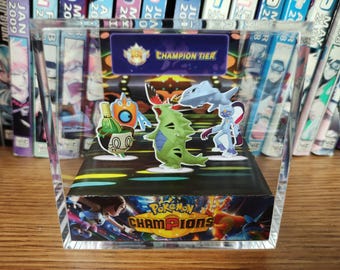 CUSTOMIZABLE Pokemon Champions Rank Display, Upload Trainer & 6 Pokemon, Competitive Ranked Team Diorama Box with Pokemon Rank