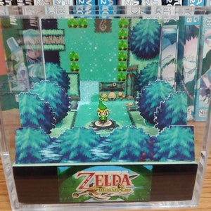 The Legend of Zelda Diorama - The Minish Cap - Link and Cap, Zelda 3D Diorama Cube, Handmade Crystal Diorama Cube, Unique Gift for Gamers