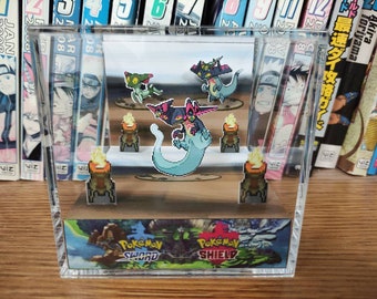 Evolution Dragapult (SwSh), Dreepy Drakloak Dragapult 3D Diorama Cube, Dragapult Handmade Crystal Diorama Cube, Unique Gift for Gamers