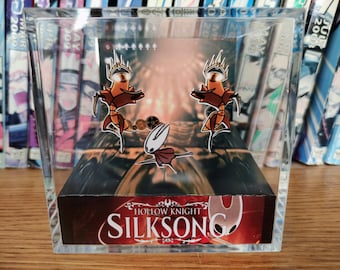 Silksong Hollow Knight Cogwork Dancers Boss Diorama Cube – Hollow Knight Silksong Boss Scene, Handmade 3D Crystal Display, Silksong Decor