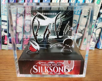 Silksong Hollow Knight Lost Lace Diorama Cube – Hollow Knight Silksong Boss Scene, Handmade 3D Crystal Display, Silksong Decor