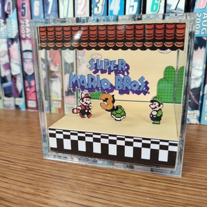 Mario Diorama Super Mario Bros 3 Super Mario Bros 3 Title, Mario 3D Diorama Cube, Handmade Crystal Diorama Cube, Unique Gift for Gamers image 4