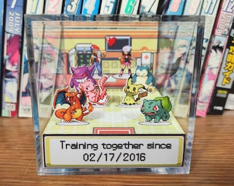 CUSTOMIZABLE Pokemon PokeCenter Valentine's / Anniversary Box, Pokemon Anniversary Date, 3D, Anniversary Diorama, Pokemon Couples Gift