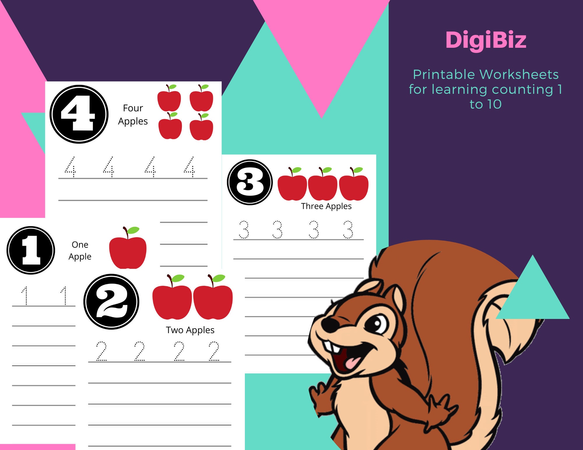 numbers and counting 1 to 10 printable worksheets preschool etsy