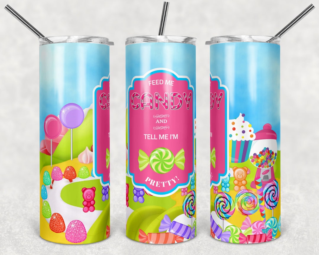 Candy Tumbler, Candyland Tumbler, Candy Skinny Tumbler With Straw - Etsy