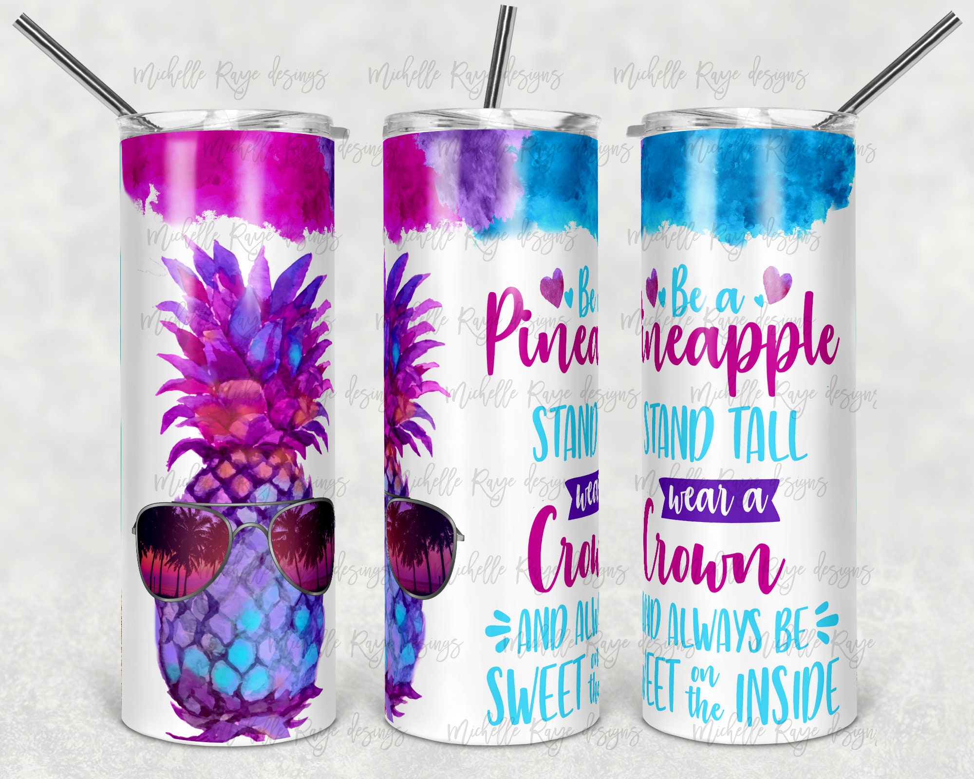 Clear Skinny Tumbler With Straw – Destination Pineapple