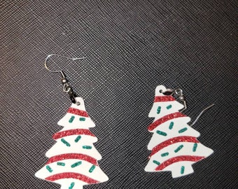 Christmas tree earrings,  Christmas earrings,  Gift for her