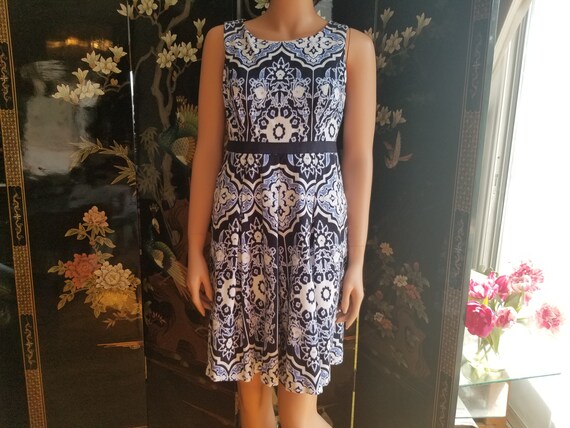 Vintage Talbots Blue White Floral 