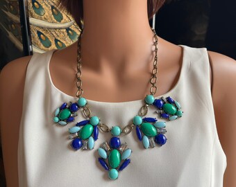 Jeweled Bib Necklace - Etsy