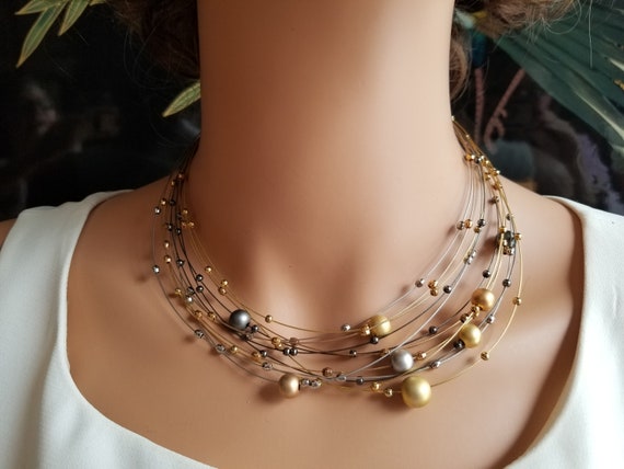 Vintage Delicate Gold and Silver Beaded 