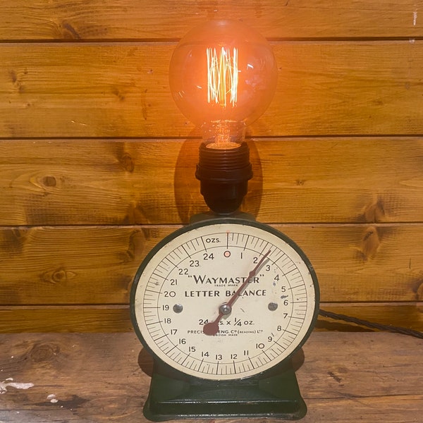 Vintage 1950's Waymaster Postal Scales, UK Made Re-purposed as a Table Lamp