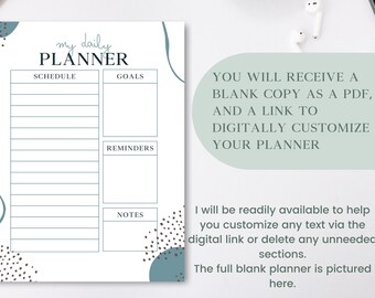 Daily Planner Schedule Routine | Printable and Digital Chart Editable Schedule Day Organizer