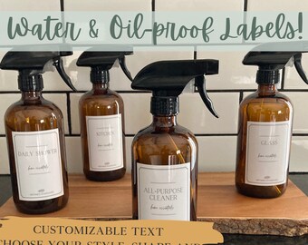 CUSTOM LABELS | Cleaning Bottle Labels | Spray Bottle Labels |  Personalized Labels | Matching Cleaning Decals | Custom Home Labels