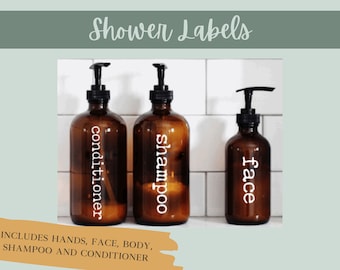 Face Hands Body Wash Shampoo Conditioner Labels | Shower | Bathroom Decal | Shower Label | Farmhouse | Apothecary Shower Labels | Vertical