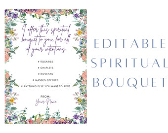 Editable Spiritual Bouquet | Prayer Card | Digital Download | Send From Your Phone | Religious Catholic Gifts