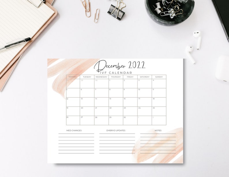 IVF Calendar Printable, Tracker, Worksheet, Fertility Treatments, IVF ...