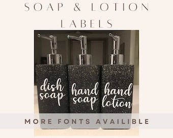 Hand Soap + Dish Soap + Hand Lotion Dispenser Labels | Full Set | Black grey or white | Kitchen Decal | Soap Bottle Label | Farmhouse