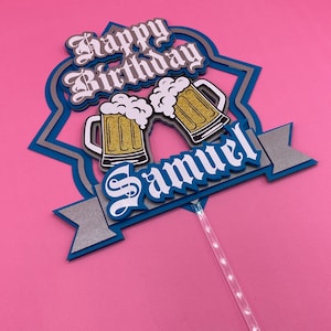 Beer Birthday Cake Topper - Feliz Cumpleaños / Happy Birthday
