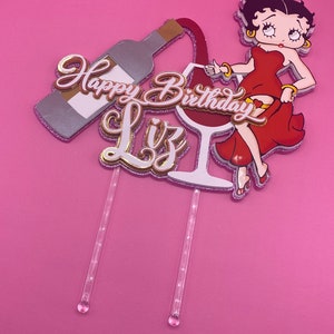 Betty Boop Cake Topper - Happy Birthday Cake Topper