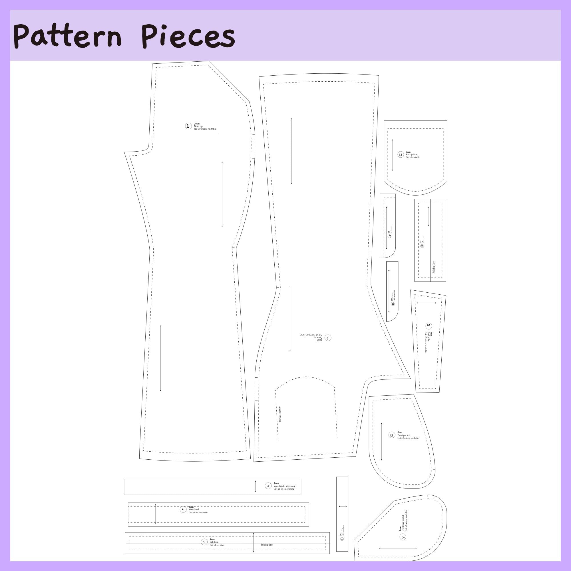 Basic Flared Pant Sewing Pattern | Wide Leg Jeans Pattern for Women XS ...