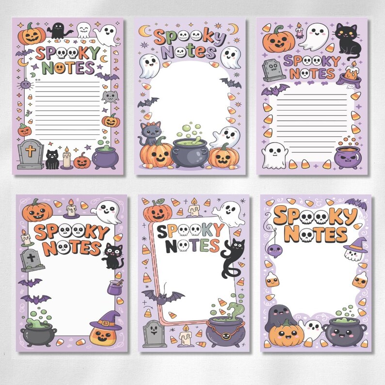 Cute Halloween Spooky Notes Notepad Set, 6 Design A5 A6 Notepads for ...