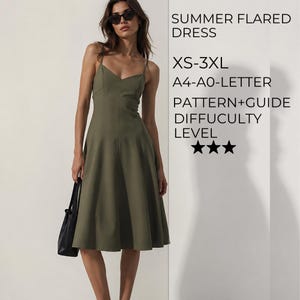 Basic Short Dress Pattern,Sleeveless Summer Dress,Strappy Dress,Fit and Flared,Women Sewing Pattern,A-line,XS-3XL,Easy Sewing Project PDF
