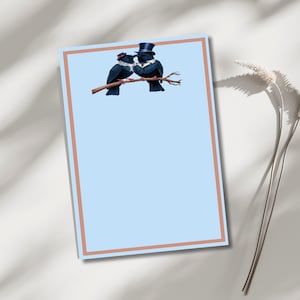 Elegant Crow Couple Notepad,A4, A5, A6 | 50 or 100 Pages | Gothic Victorian Stationery,Gothic Notepad,Victorian Notepad,Blue Notepad