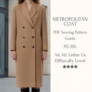 Coat Sewing Pattern PDF | Double Breasted Wool Coat | Overcoat Pattern for Women | Quiet Luxury Winter Coat | XS-3XL
