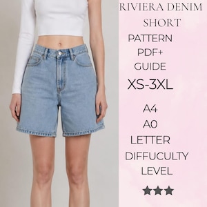 Wide Leg Bermuda Short,Womens Sewing Pattern,Denim Jean Pant Pattern,Shorts With Pockets, Summer High Waist Shorts,PDF Sewing Pattern,XS-3XL