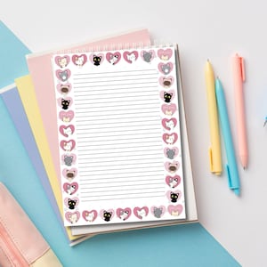 Blocco note stampabile a righe con gattino rosa A5-A6, blocco note, gatto carino, blocco note carino, blocco note kawaii, blocco note carino, blocco note kawaii, elenco delle cose da fare, nota memo