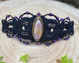 Cuff bracelet, ethnic macrame bracelet, Ametrine cuff, Ametrine bracelet, lithotherapy, macrame cuff,