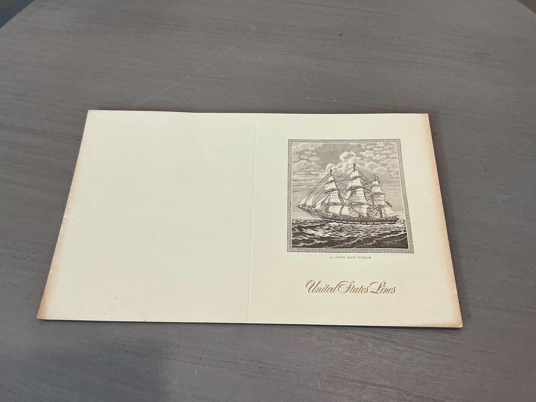 1950s United States Lines Stationary Card W/ Clipper Ship Hoqua Picture ...