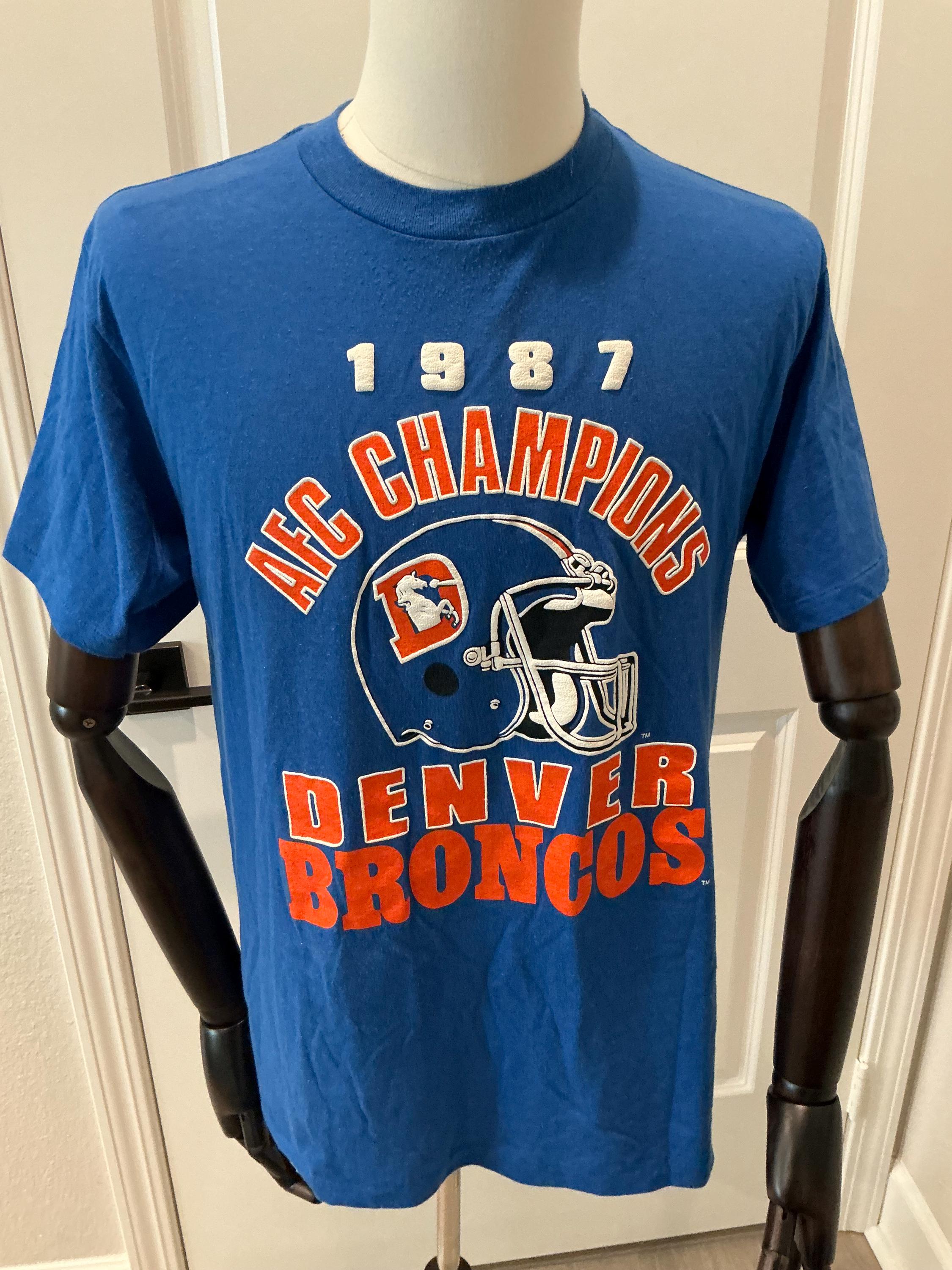 DENVER BRONCOS AFC CHAMPIONS バッジ 限定1036 1987 Denver Broncos AFC Champions T-shirt Single Stitch XL Made in