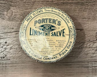 1916 Porter&#39;s Liniment Salve Tin