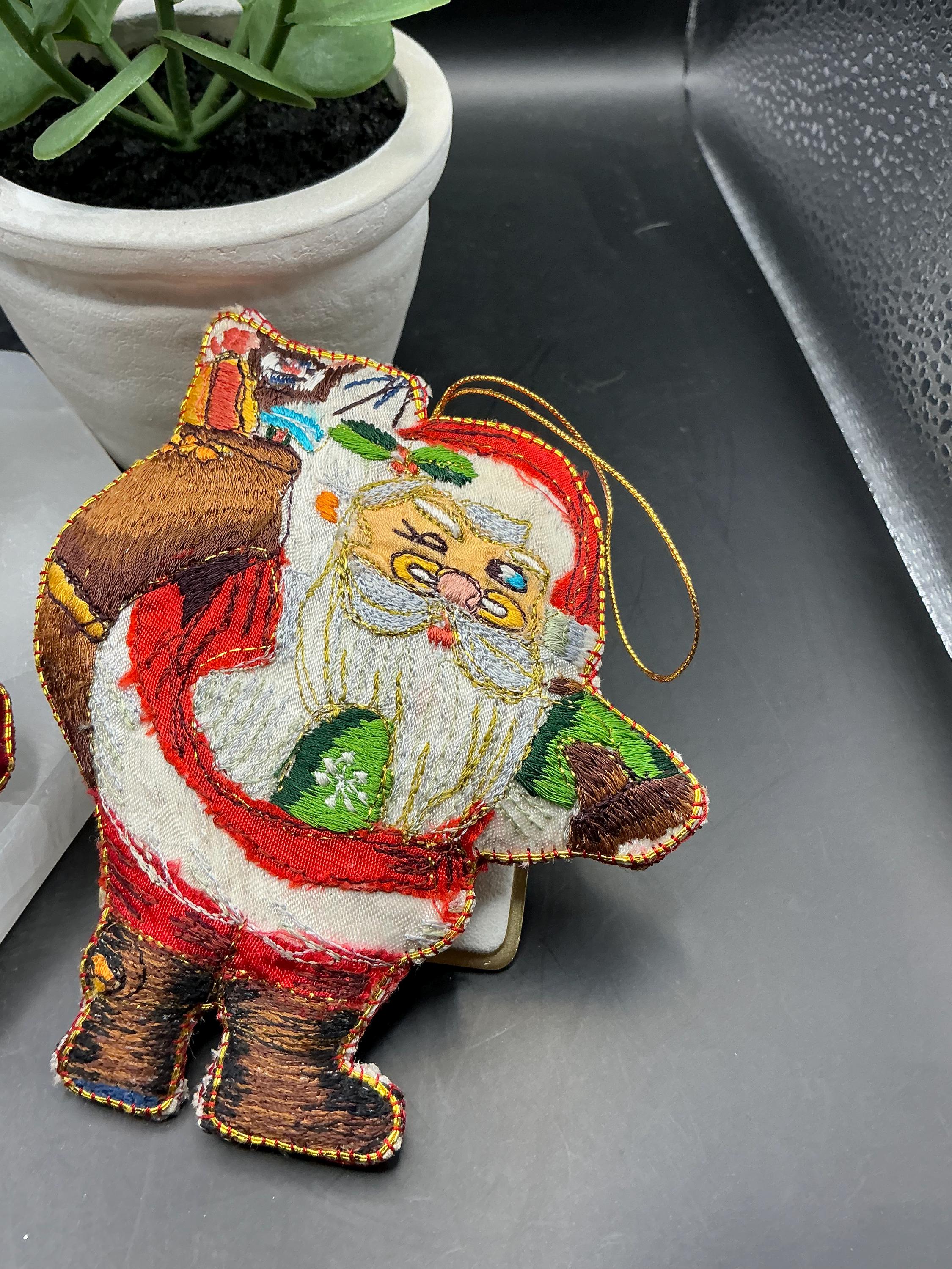 VTG クリスマスオーナメント ハンドメイド ファブリック サンタ