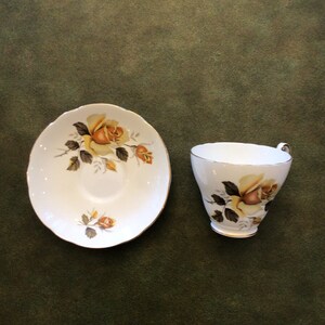 Vintage Regency English Bone China Teacup and Saucer Yellow Roses