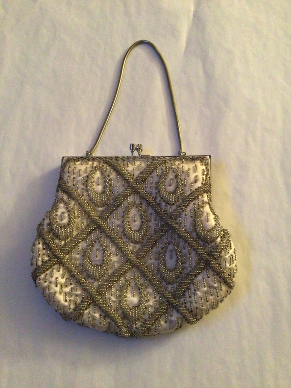 Vintage Silver Hand-beaded Purse - image 1