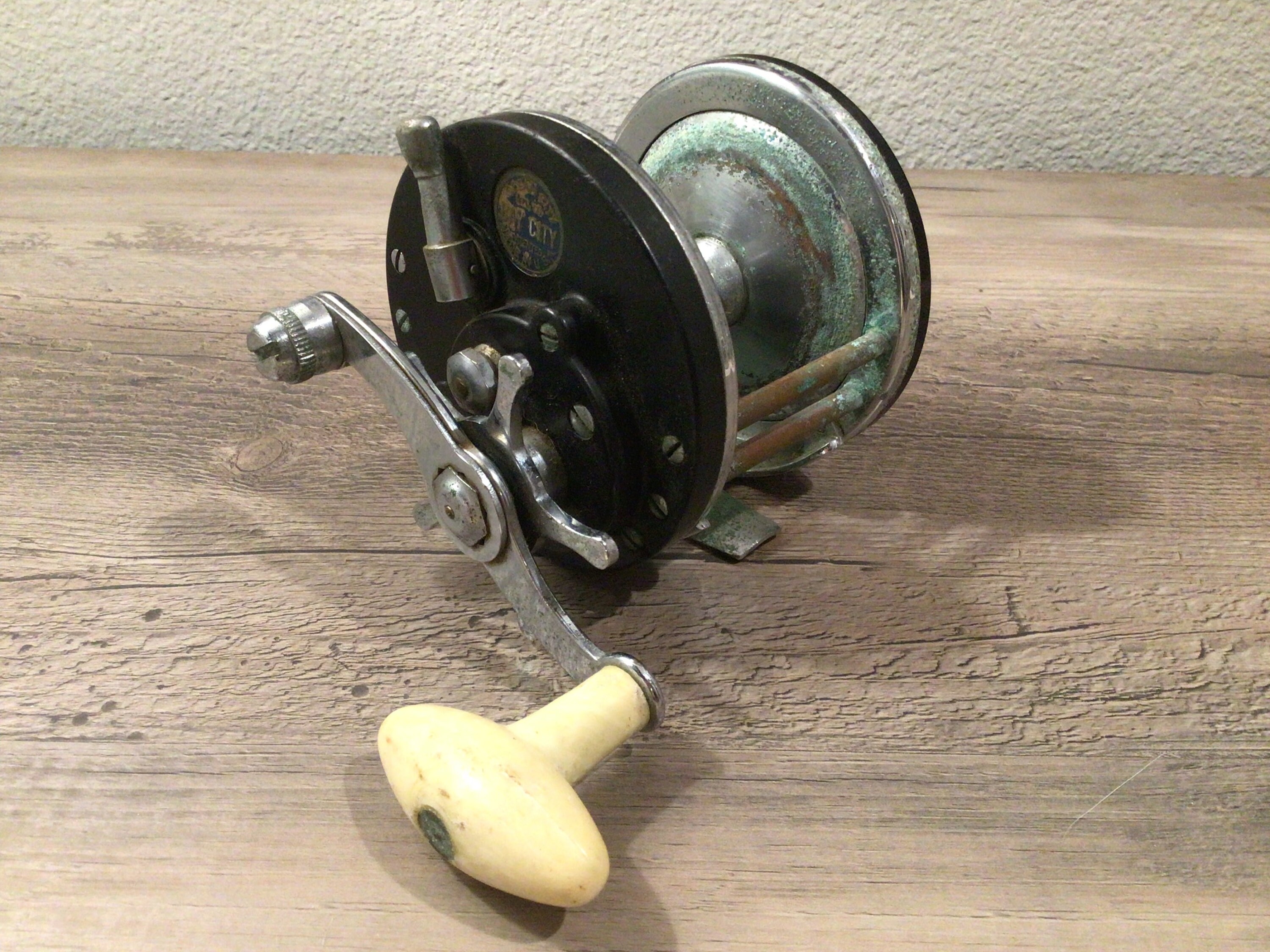 Moulinet de pêche vintage Bay City Ocean eau salée 250 yds lancer d'appâts