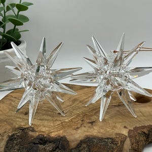 Pair of MCM Acrylic Atomic Star Ornaments or Candle Holders Christmas